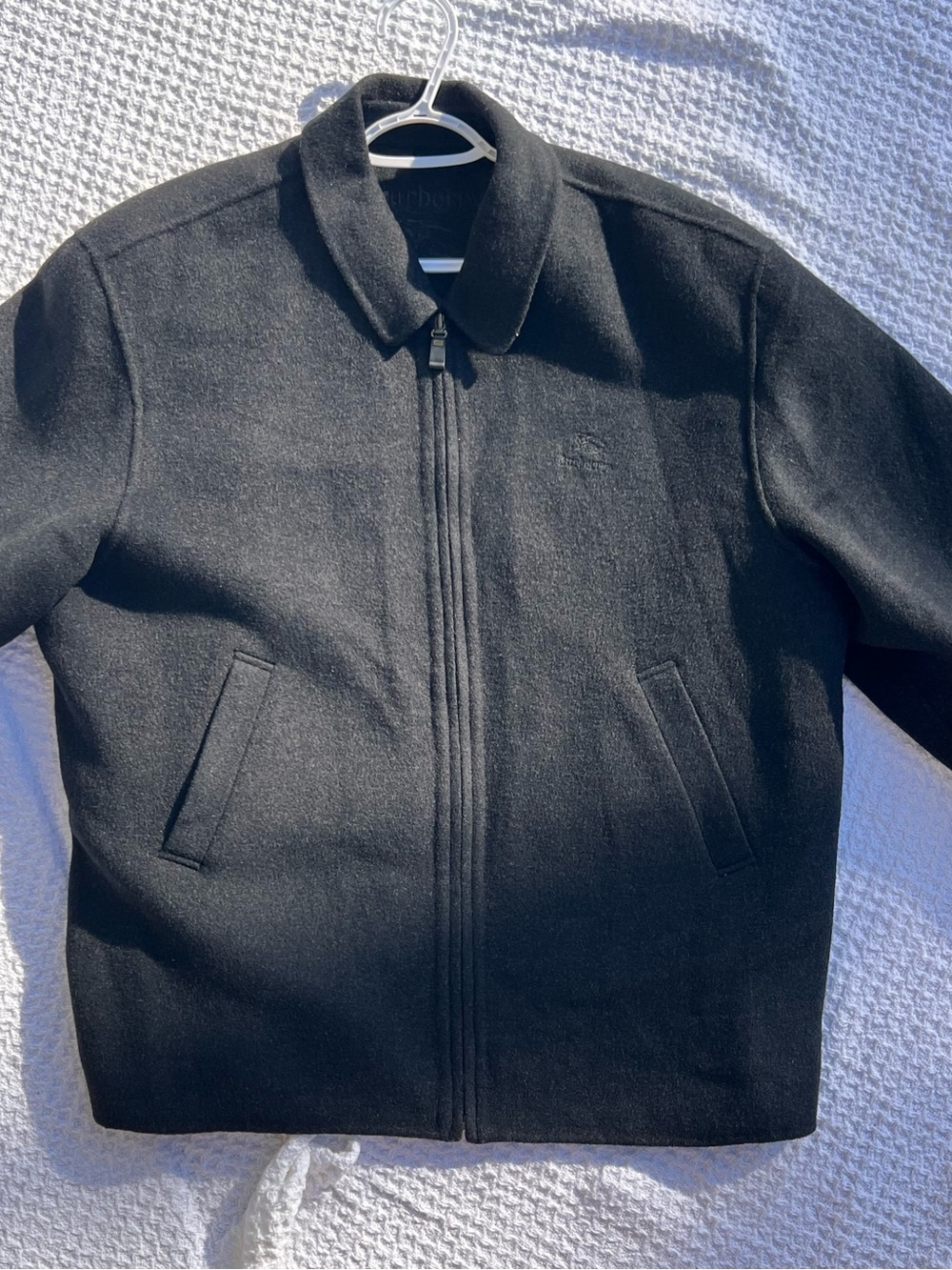 Vintage Burberrys Black 100% Cashmere Zip Bomber Jacket - Made in England - Eque